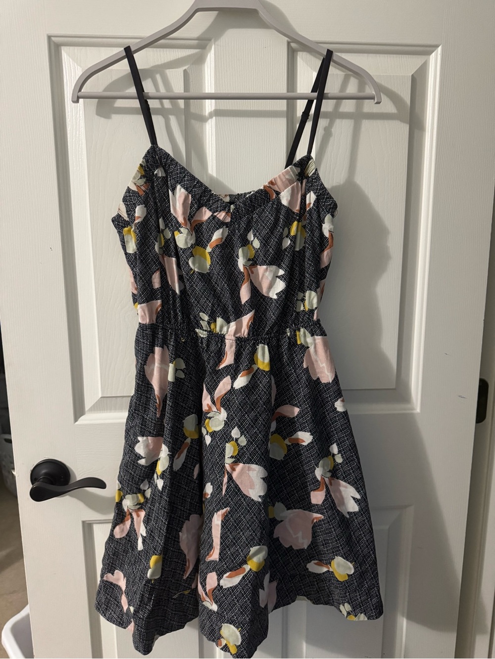 Kimchi Blue Black Mini Dress with Pink and Yellow Floral Pattern